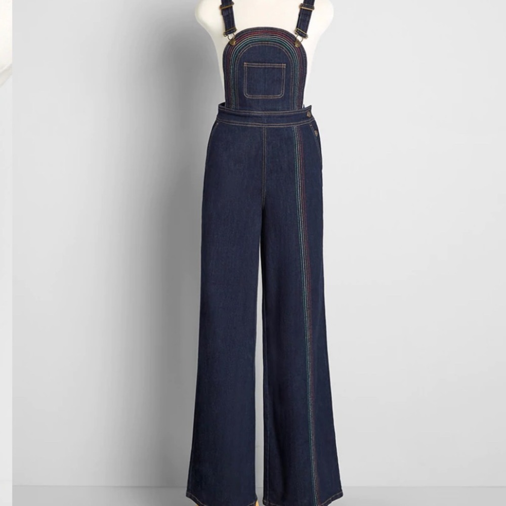 70s Style Flare Rainbow overalls